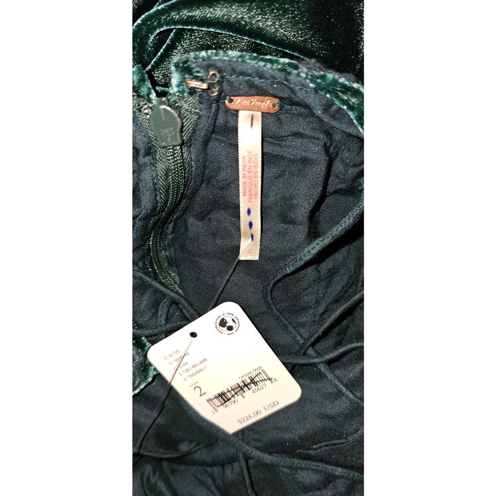 New Free People Blake Velvet One Piece JUMPSUIT $225 SIZE 2 Green HOLIDAY PARTY - Picture 7 of 7